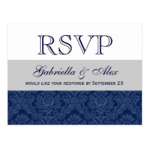 Damasco azul RSVP que casa la respuesta R205 Postales