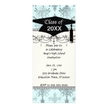damasco azul suave precioso apenado invitación personalizada