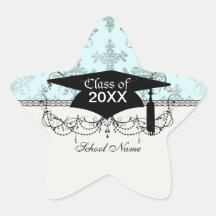 damasco azul suave precioso apenado calcomanía forma de estrella personalizadas