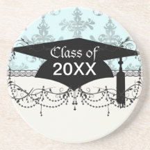 damasco azul suave precioso apenado posavasos personalizados