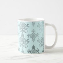damasco azul suave precioso apenado taza de café