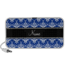 Damasco azul y blanco conocido personalizado portátil altavoz