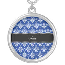 Damasco azul y blanco conocido personalizado pendientes personalizados