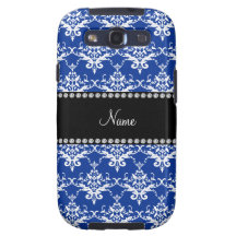 Damasco azul y blanco conocido personalizado galaxy s3 cobertura