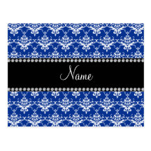 Damasco azul y blanco conocido personalizado postal