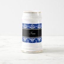 Damasco azul y blanco conocido personalizado taza