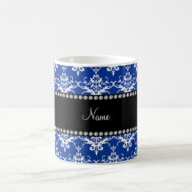Damasco azul y blanco conocido personalizado taza