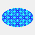 Damasco azul y ciánico de su estilo femenino del v calcomania oval personalizadas