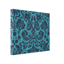 damasco azul y de medianoche del trullo elegante impresión en lienzo estirada