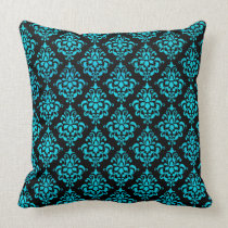 Damasco azul y negro del trullo almohadas