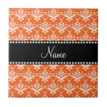Damasco blanco anaranjado conocido personalizado azulejos