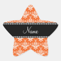 Damasco blanco anaranjado conocido personalizado calcomanía forma de estrella