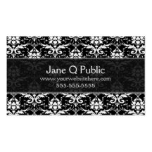 Damasco blanco negro de lujo tarjetas personales