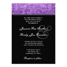 Damasco blanco negro púrpura que casa Ver 004 Invitacion Personal
