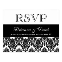 Damasco blanco negro RSVP que casa la respuesta V0 Tarjetas Postales