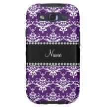 Damasco blanco púrpura conocido personalizado samsung galaxy s3 protector