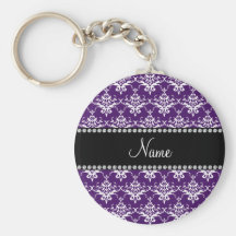Damasco blanco púrpura conocido personalizado llaveros