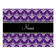 Damasco blanco púrpura conocido personalizado tarjetas postales