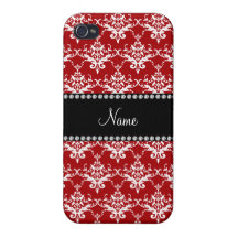 Damasco blanco rojo conocido personalizado iPhone 4 protector