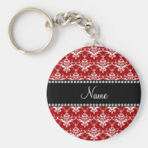 Damasco blanco rojo conocido personalizado llavero