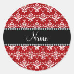 Damasco blanco rojo conocido personalizado pegatinas redondas