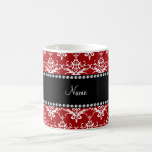 Damasco blanco rojo conocido personalizado taza de café