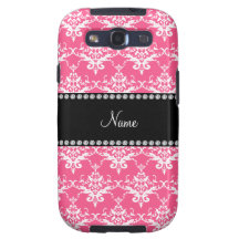 Damasco blanco rosado conocido personalizado samsung galaxy s3 protector