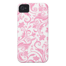 Damasco blanco rosado iPhone 4 carcasas