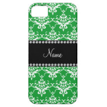 Damasco blanco verde conocido personalizado iPhone 5 carcasas