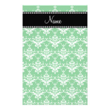 Damasco blanco verde conocido personalizado papeleria