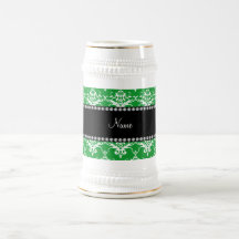 Damasco blanco verde conocido personalizado tazas