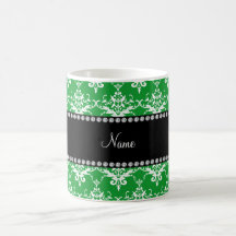 Damasco blanco verde conocido personalizado tazas