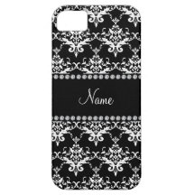 Damasco blanco y negro conocido personalizado iPhone 5 Case-Mate cárcasa