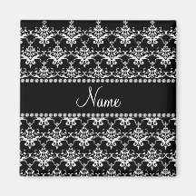 Damasco blanco y negro conocido personalizado iman para frigorífico