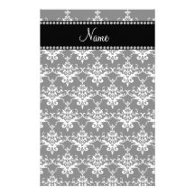Damasco blanco y negro conocido personalizado papeleria personalizada