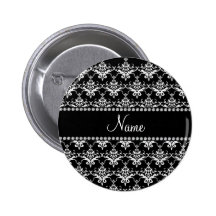 Damasco blanco y negro conocido personalizado pins