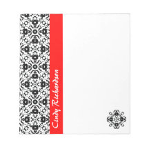 Damasco blanco y negro de Edwardian Libreta Para Notas