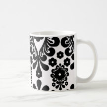 damasco blanco y negro de la flor intrépida taza de café