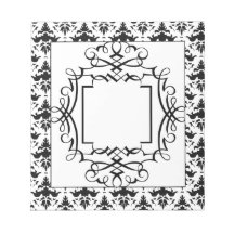 Damasco blanco y negro de lujo blocs de papel