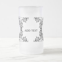 DAMASCO BLANCO Y NEGRO FLORAL DEL VINTAGE TAZA