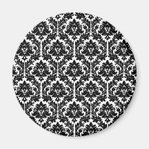 Damasco blanco y negro imán de nevera