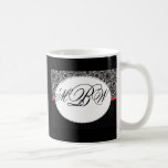Damasco blanco y negro - modifique su propio monog taza de café