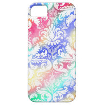 Damasco coloreado multi del vintage de los azules  iPhone 5 Case-Mate protector
