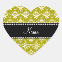 Damasco conocido personalizado del amarillo del or calcomanías corazones personalizadas