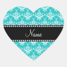 Damasco conocido personalizado del blanco de la tu pegatinas corazon