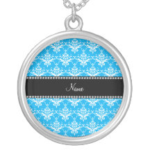 Damasco conocido personalizado del blanco del azul grimpola personalizada