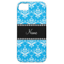 Damasco conocido personalizado del blanco del azul iPhone 5 Case-Mate carcasa