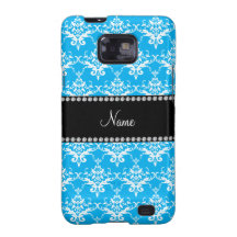 Damasco conocido personalizado del blanco del azul galaxy SII funda