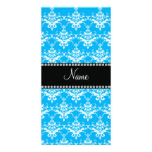 Damasco conocido personalizado del blanco del azul tarjetas fotograficas personalizadas