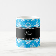 Damasco conocido personalizado del blanco del azul taza de café